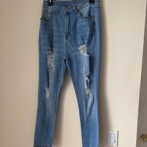 SHEIN Light Blue Distressed Skinny Jeans size OXL.